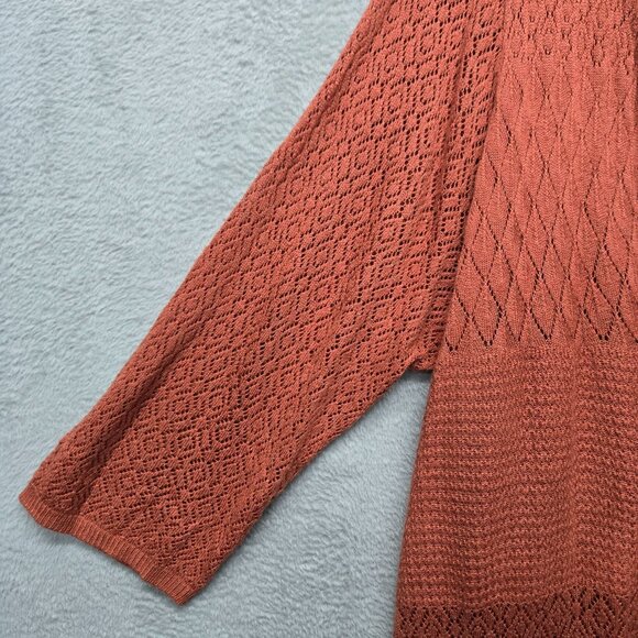 Torrid 2X Crochet Open Cardigan Sweater Shrug Boho Minimalist Fall Dark Orange - Picture 4 of 8